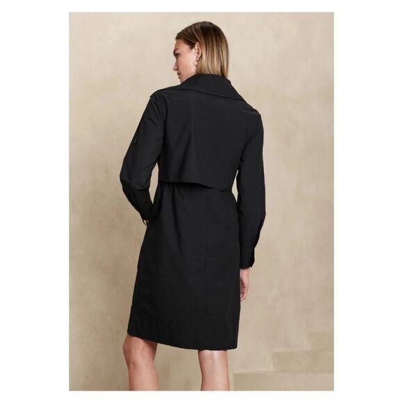 Banana Republic Black Cotton Trench Back Shirt Dress Sz.M - Picture 3 of 14